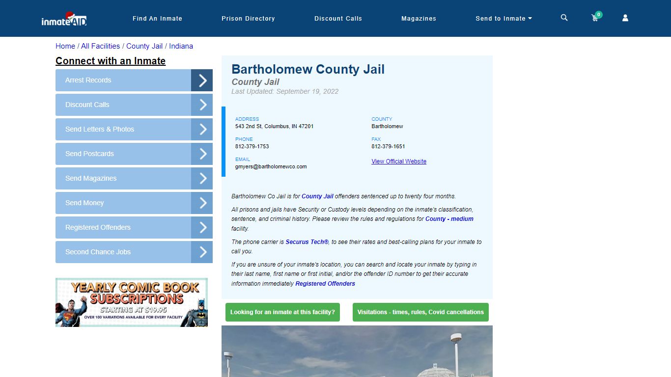 Bartholomew County Jail - Inmate Locator - Columbus, IN