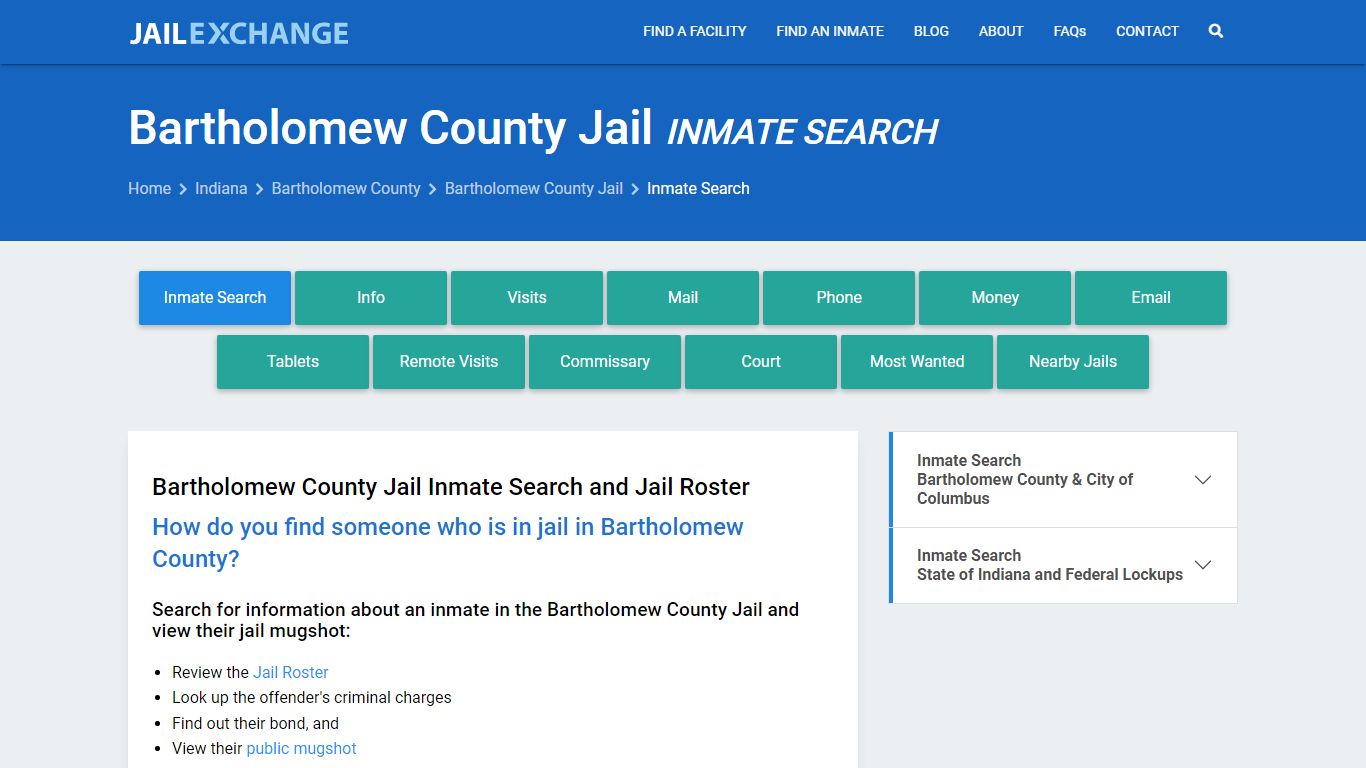 Inmate Search: Roster & Mugshots - Bartholomew County Jail, IN