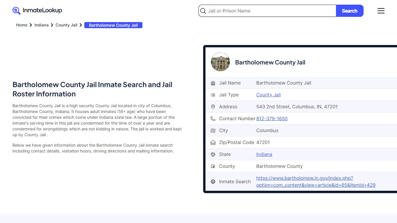Bartholomew County Jail Inmate Search, Jail Roster, Bookings, Arrests ...
